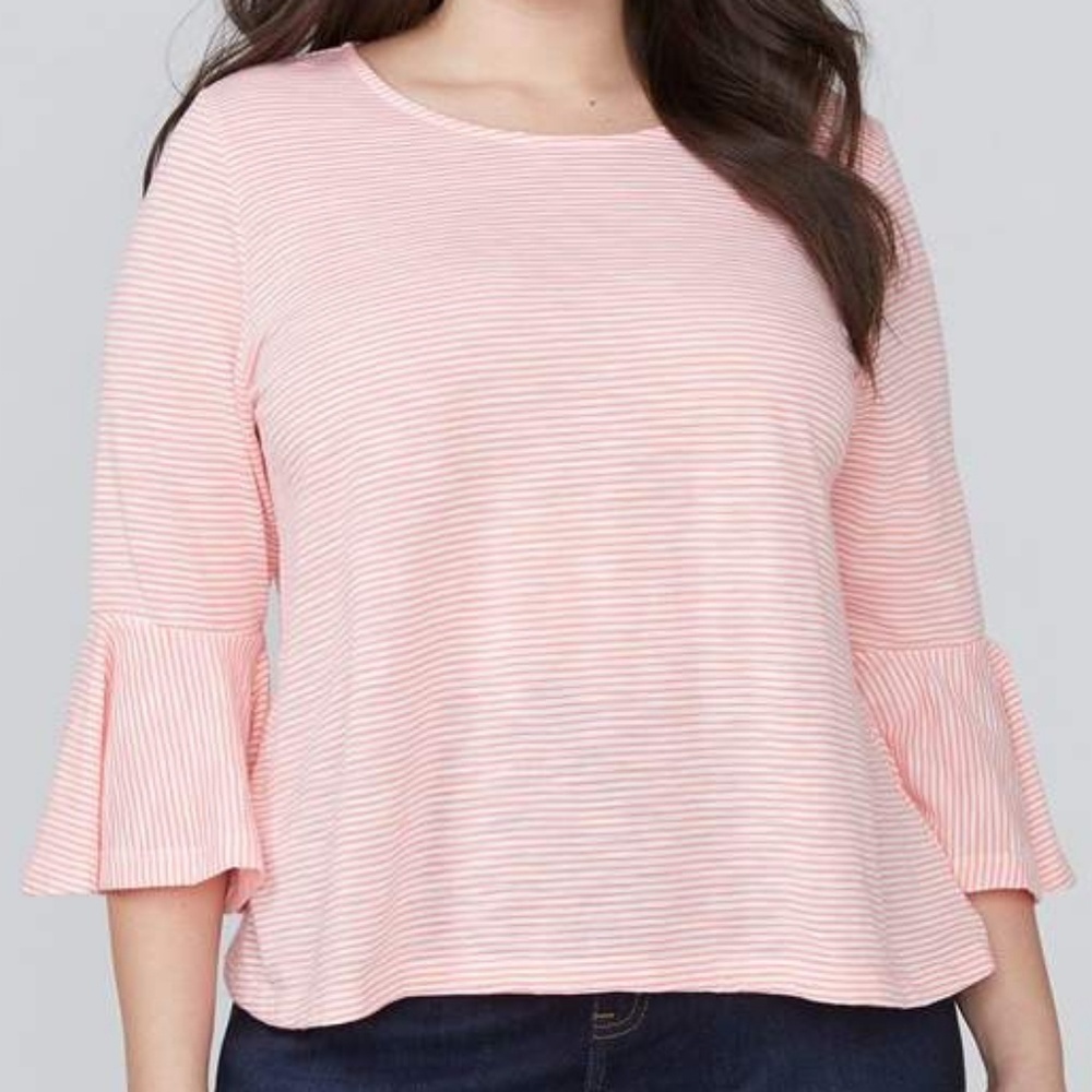 Lane Bryant Striped Bell Sleeve Top